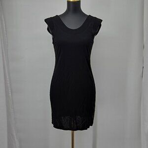 Karina Grimaldi Julie Mini Black Sheer Side Panels with Sequins and Beading XS